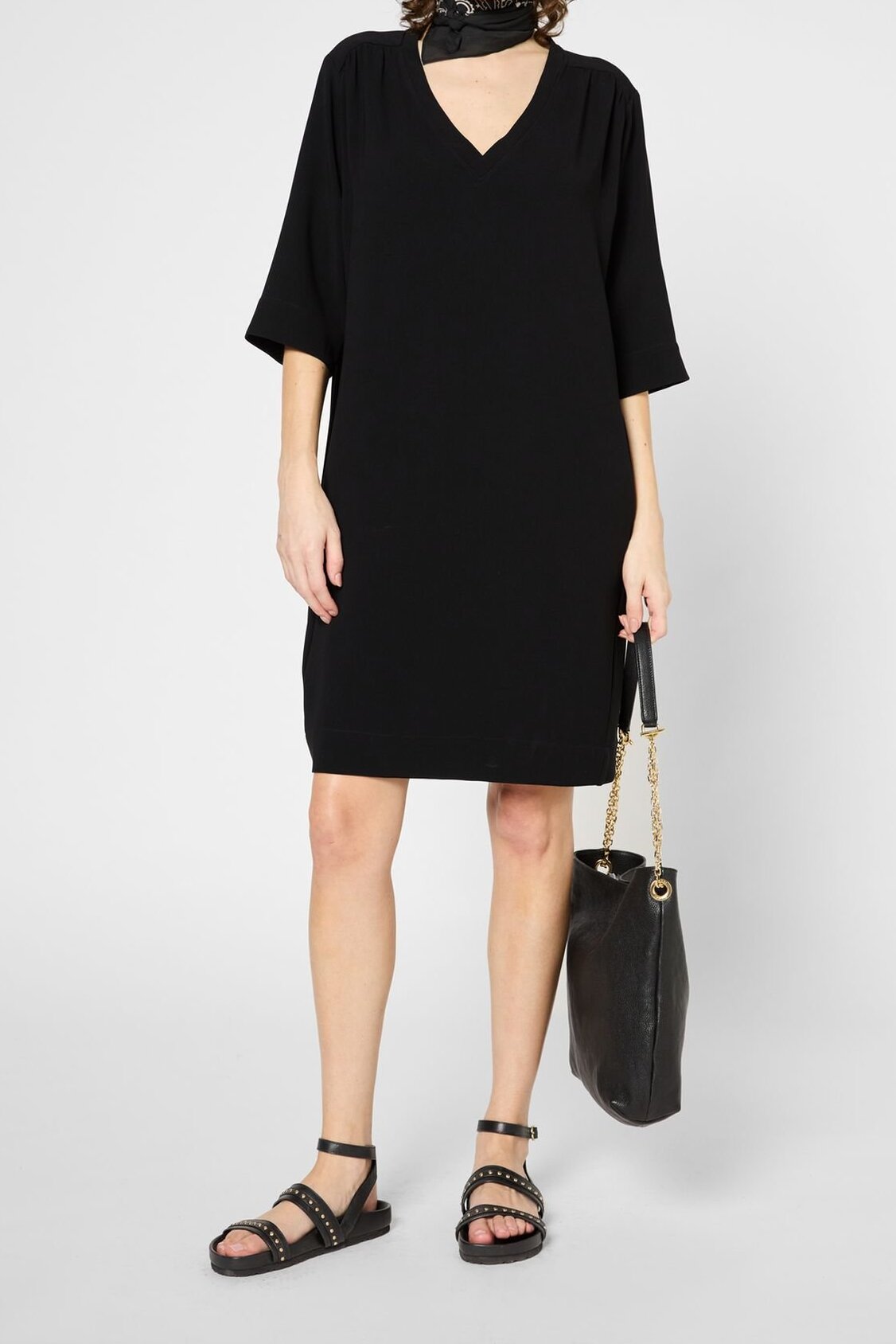 Robe courte et fluide à col V - PAULA Faume - seconde main