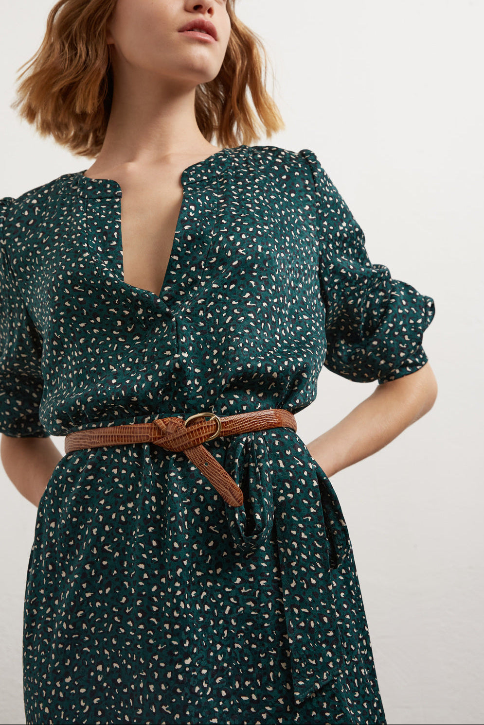 Tracey - Robe ceinturée à imprimé animalier Faume - seconde main
