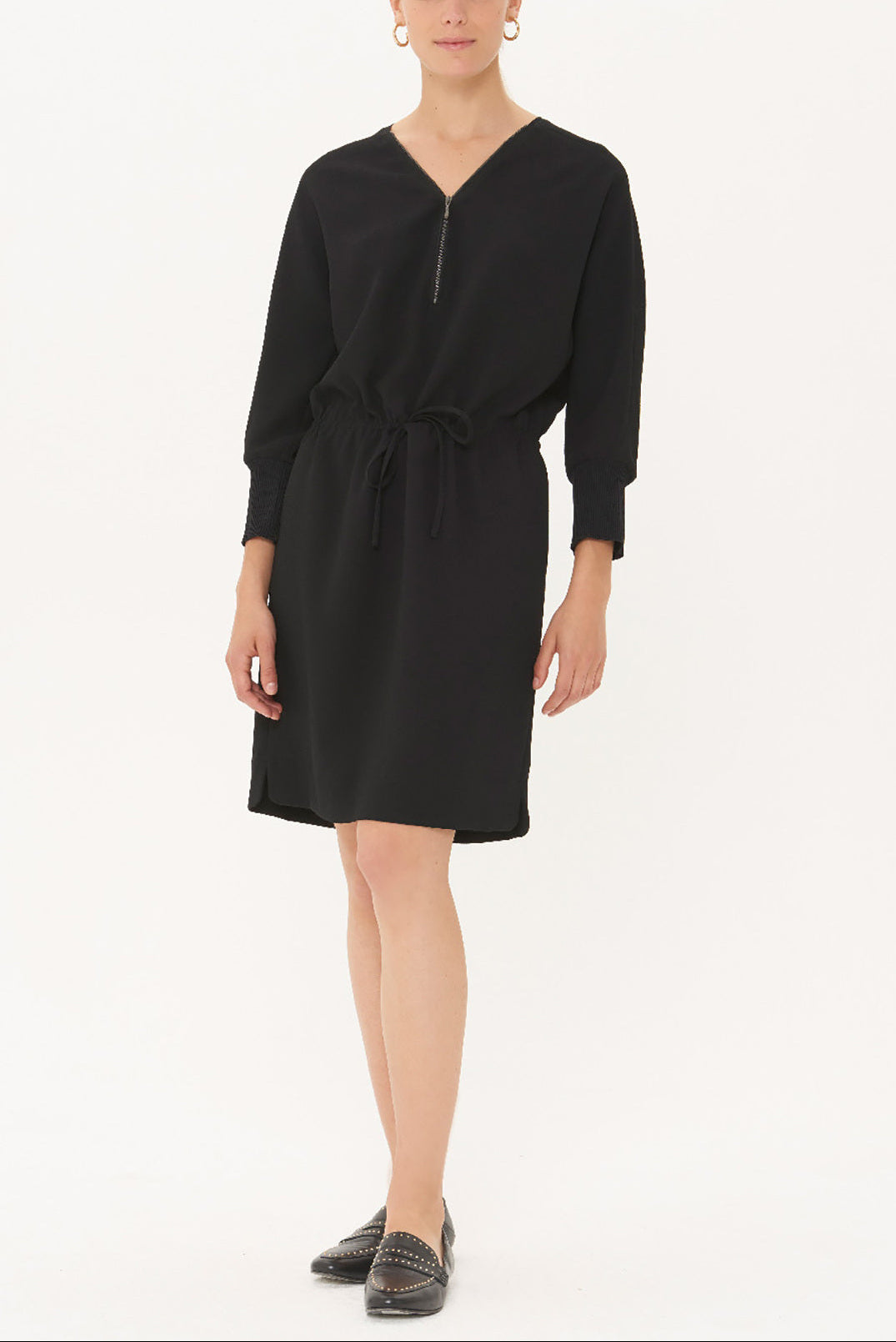 DONNA - Robe ceinturée en crêpe Faume - seconde main