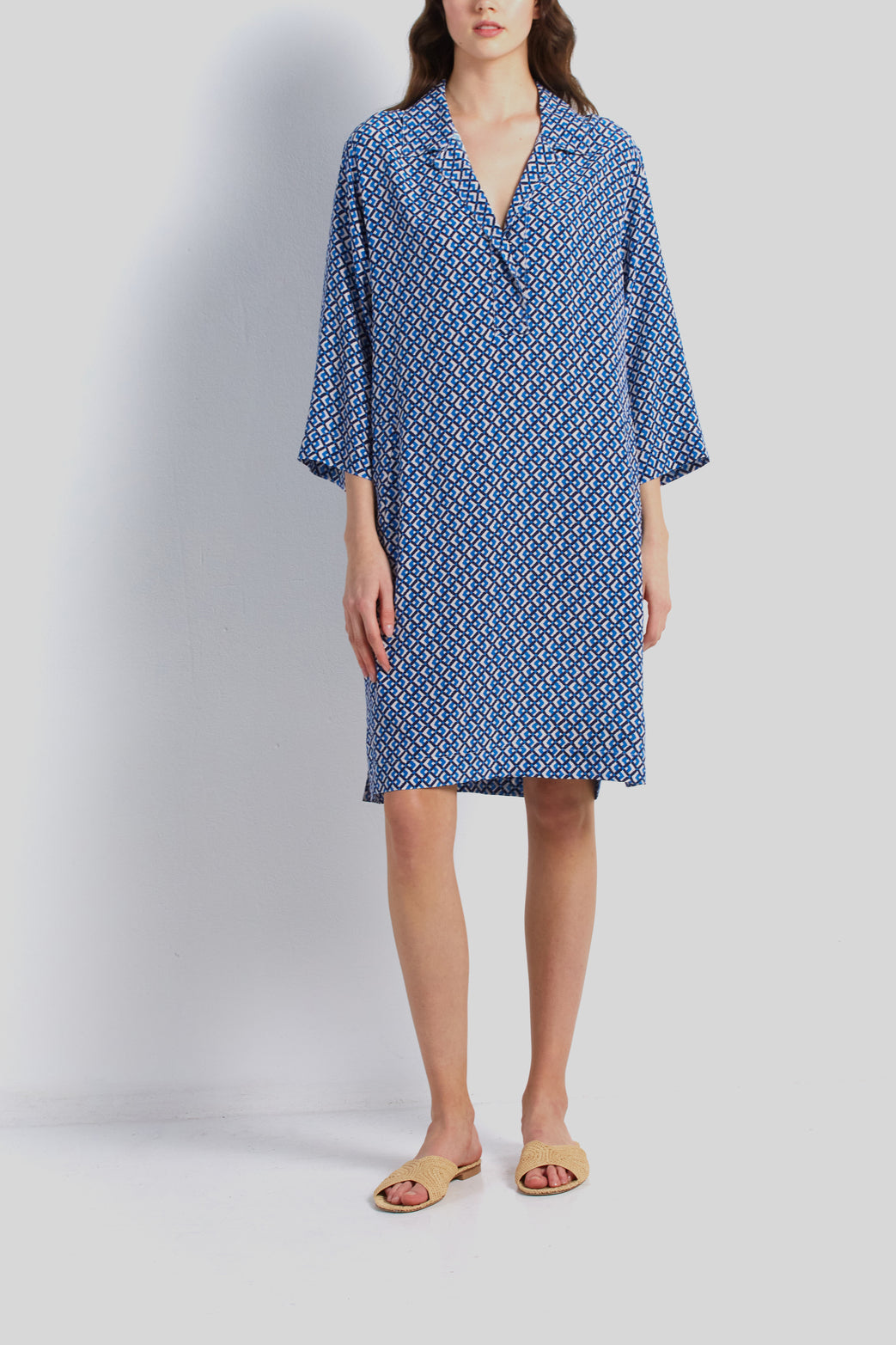 Robe en soie à motif - JERI Faume - seconde main