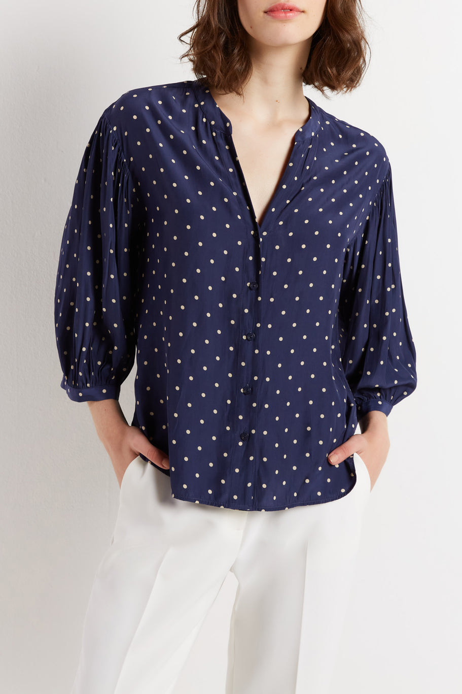 Chemise à pois fluide et satinée - CLOANE Faume - seconde main