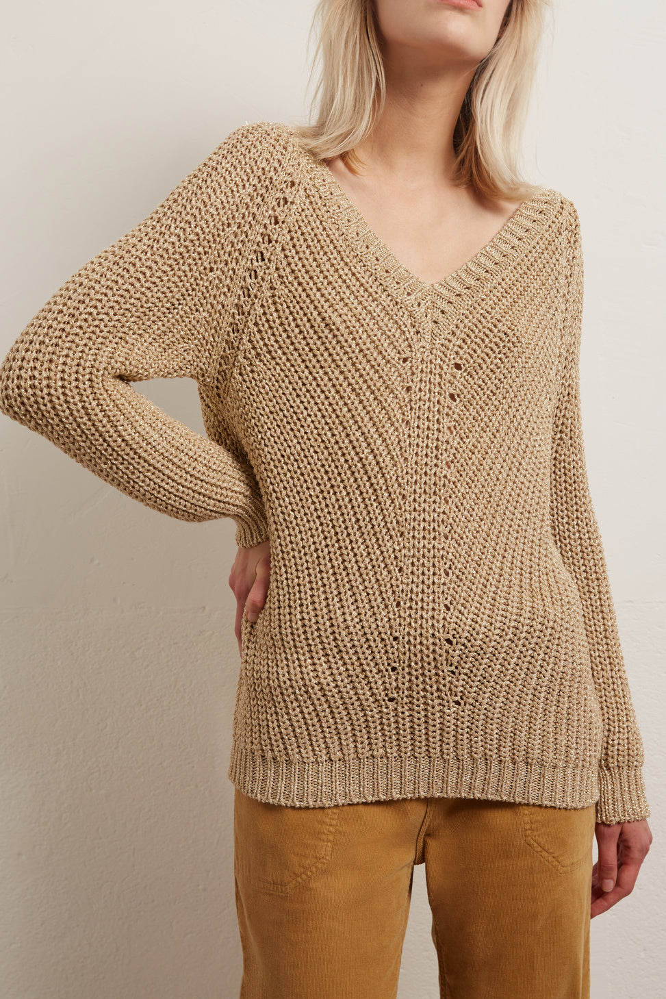 ELODIA - Pull en maille torsadée avec Lurex Faume - seconde main