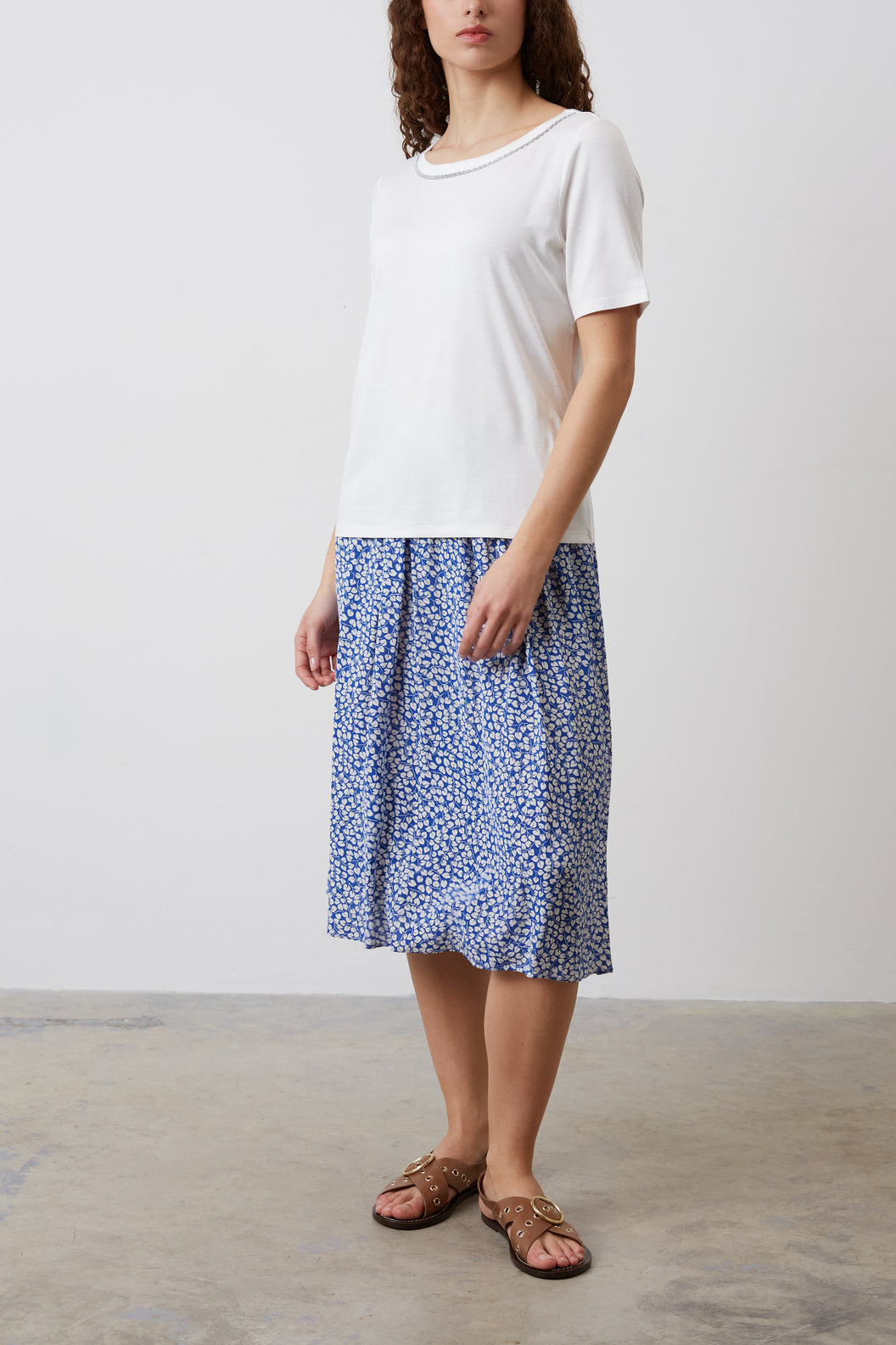 T-shirt uni à col rond fantaisie - ABEL Faume - seconde main