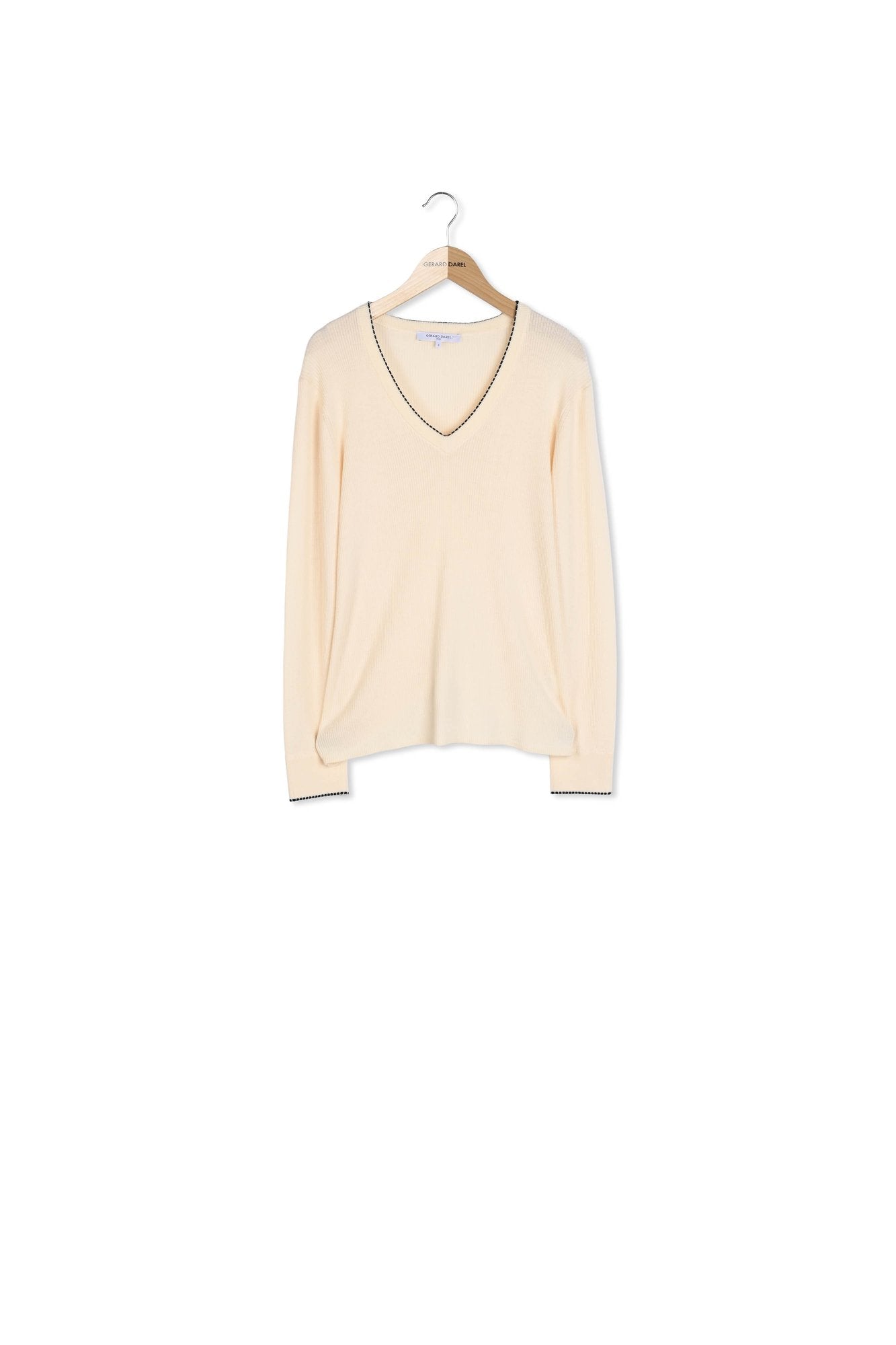 Pull V en laine et point contrasté - LAUBNA Faume - seconde main