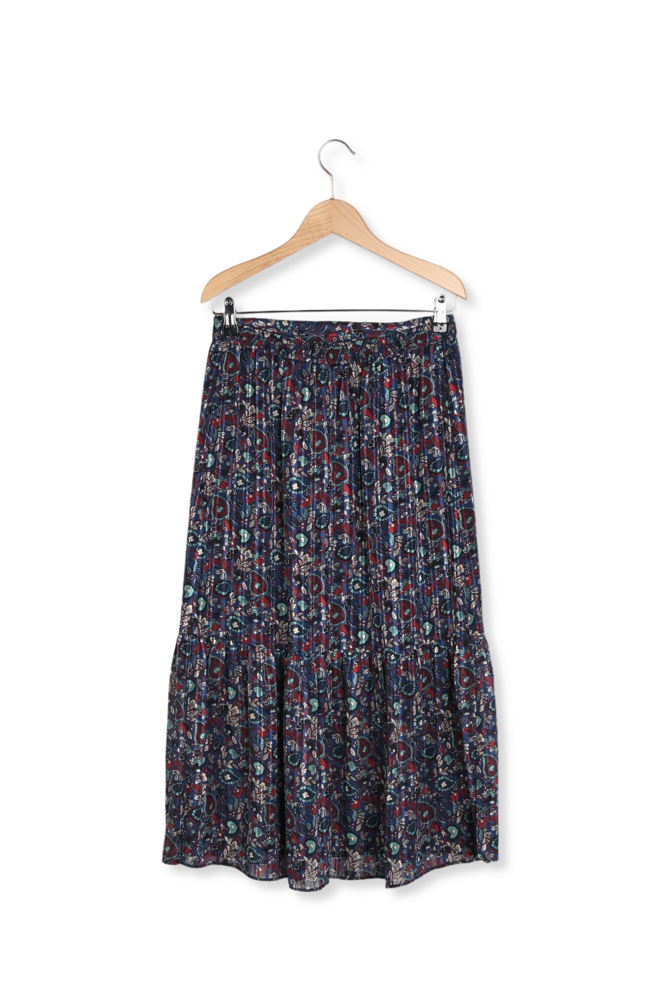 TERRY - Jupe longue en mousseline imprimée et Lurex Faume - seconde main