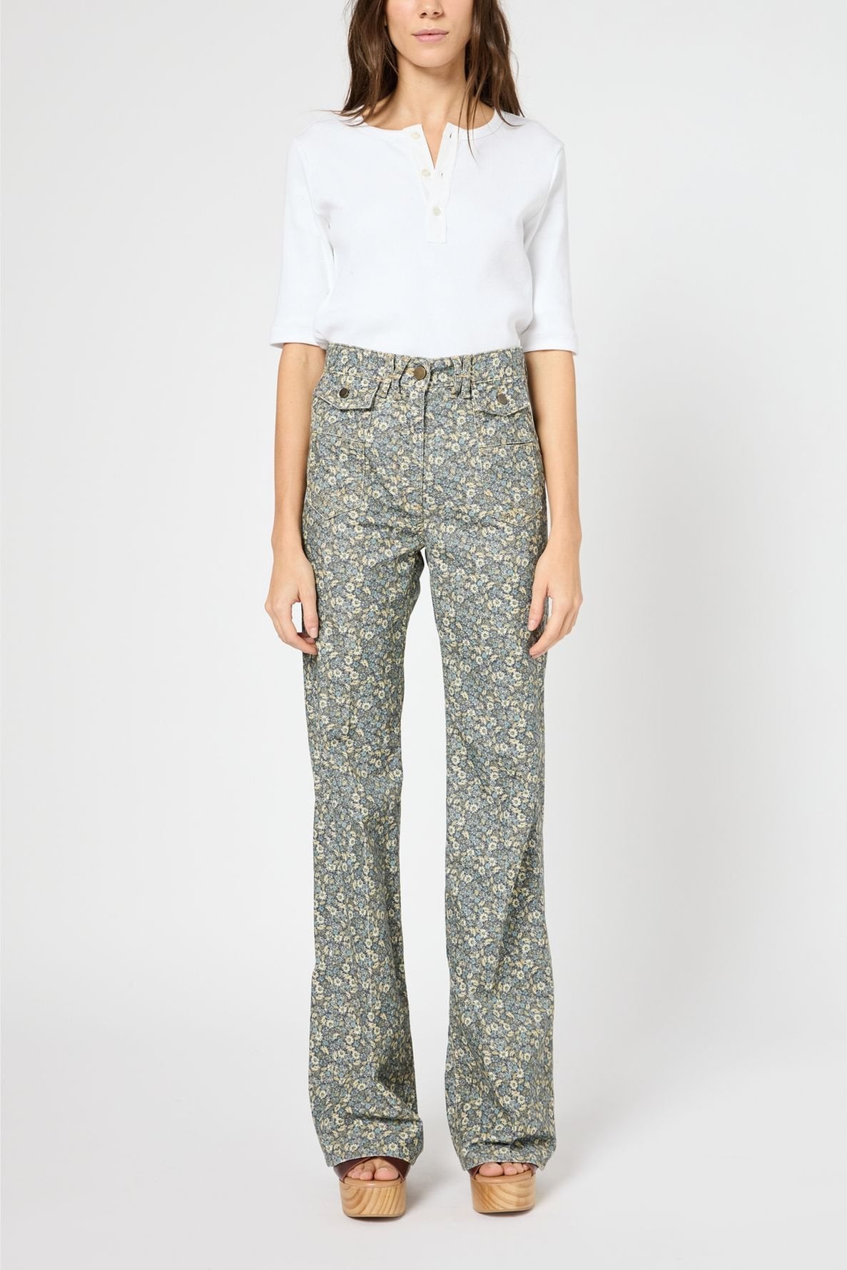 Jean flare en velours à fleurs LIANNA Faume - seconde main