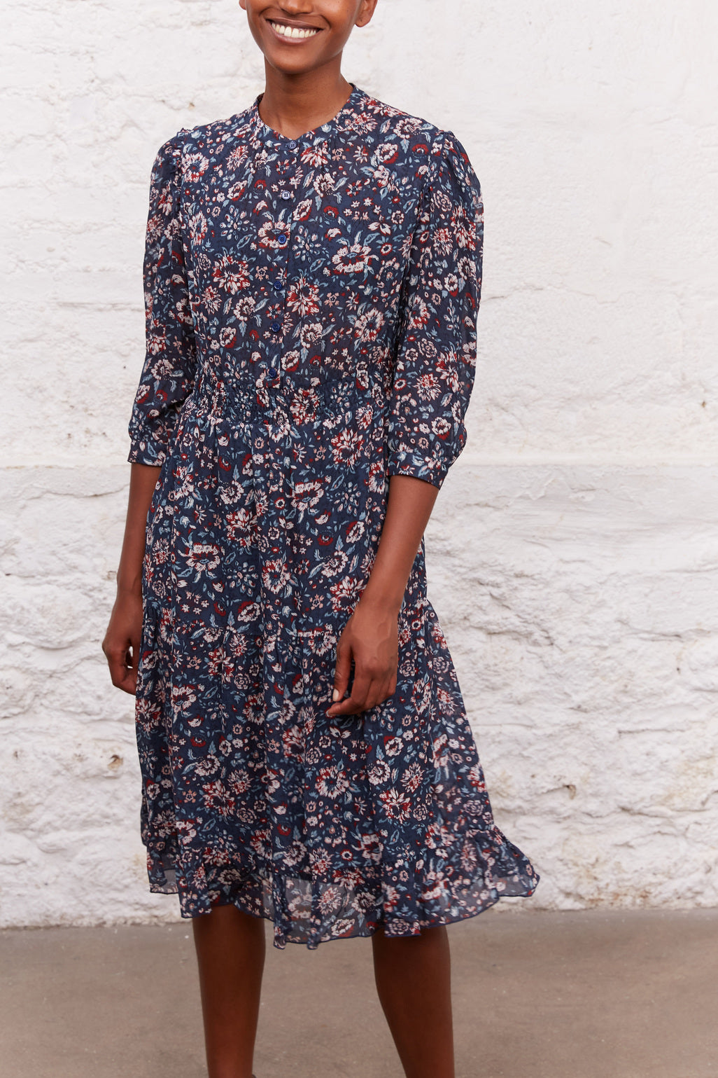 Robe fluide à étages à l'imprimé fleuri - JEANNE Faume - seconde main