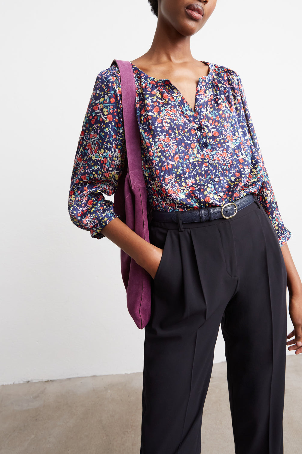 Blouse fleurie à col boutonné - CYRIAQUE Faume - seconde main