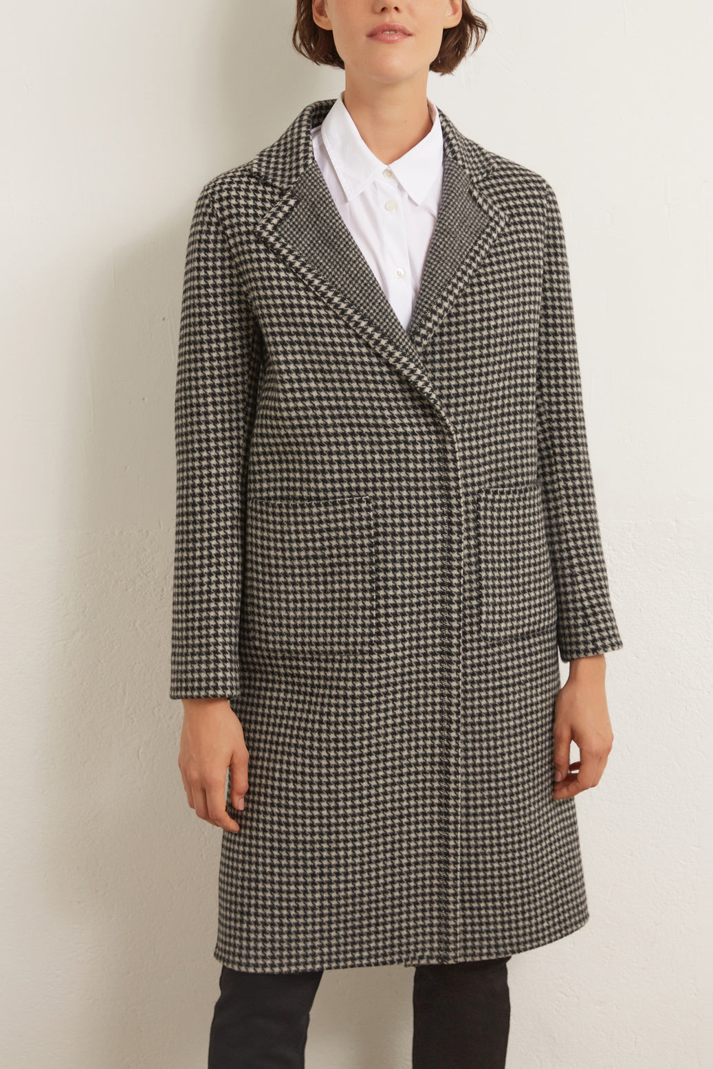 Saly - Manteau en laine pied-de-poule réversible Faume - seconde main