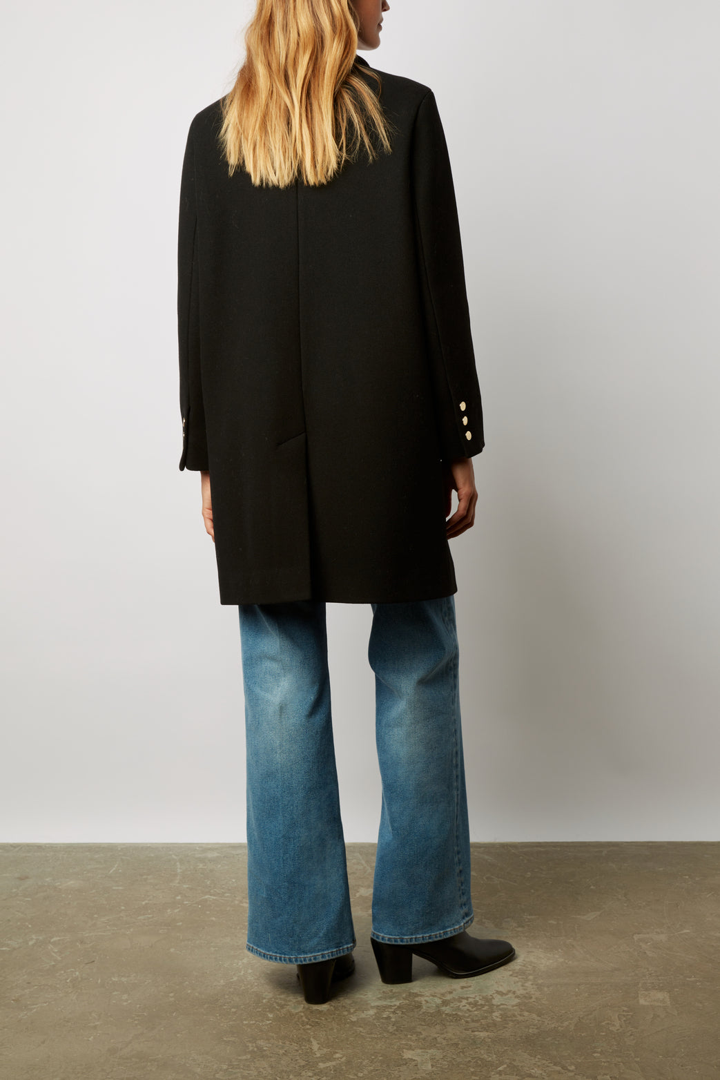 Manteau droit zippé en laine mélangée - SATHYA Faume - seconde main