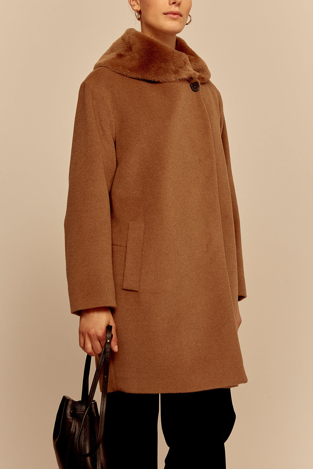 PEDRO - Manteau en laine vierge col amovible Faume - seconde main