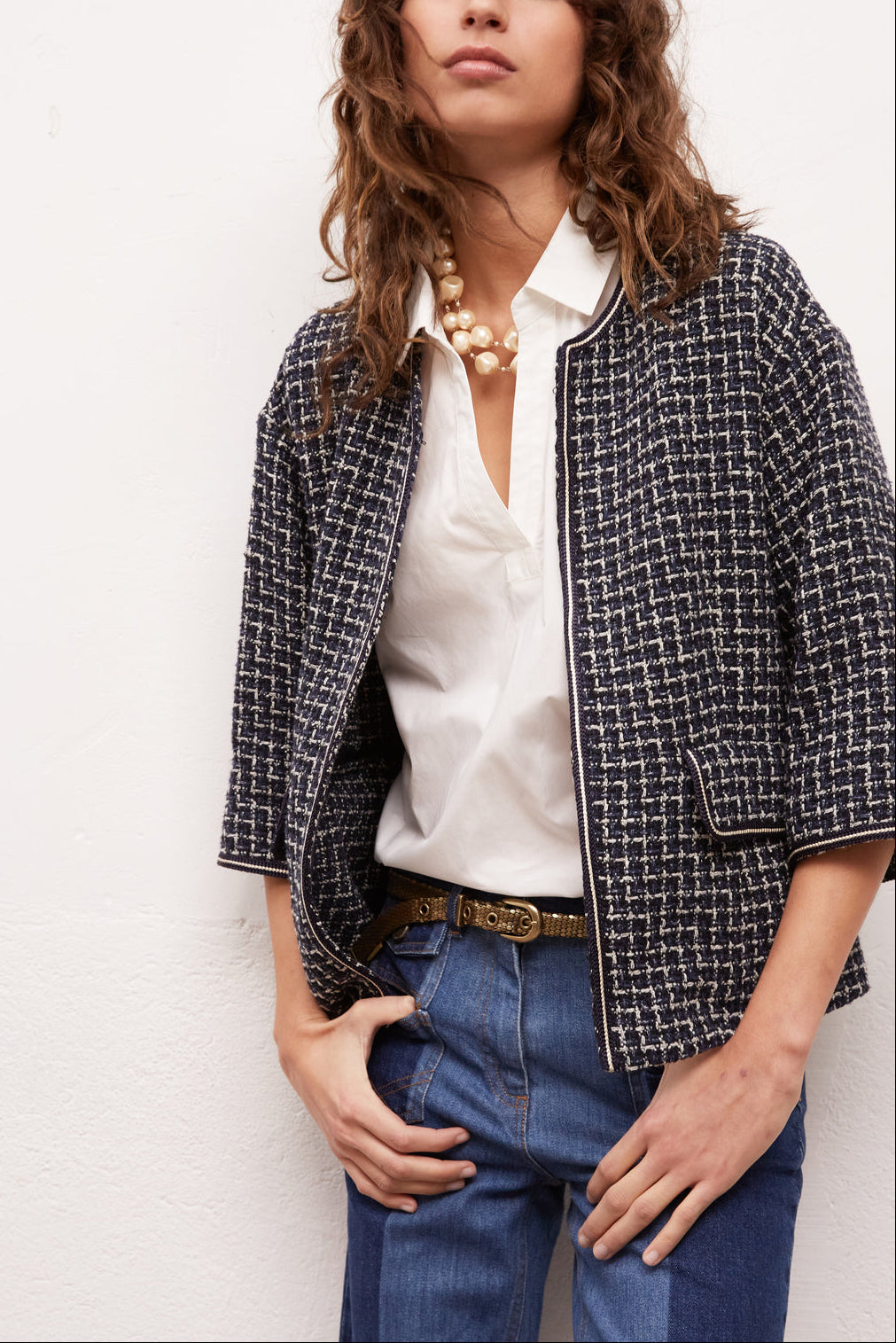 AGOSTINA - Veste courte en tweed Faume - seconde main