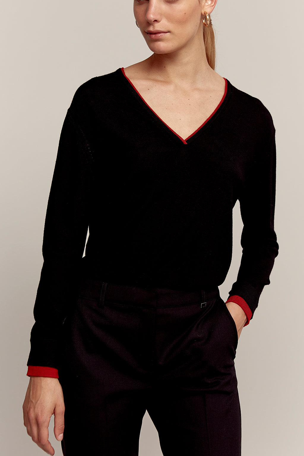 SUNNY - Pull V en laine mérinos Faume - seconde main