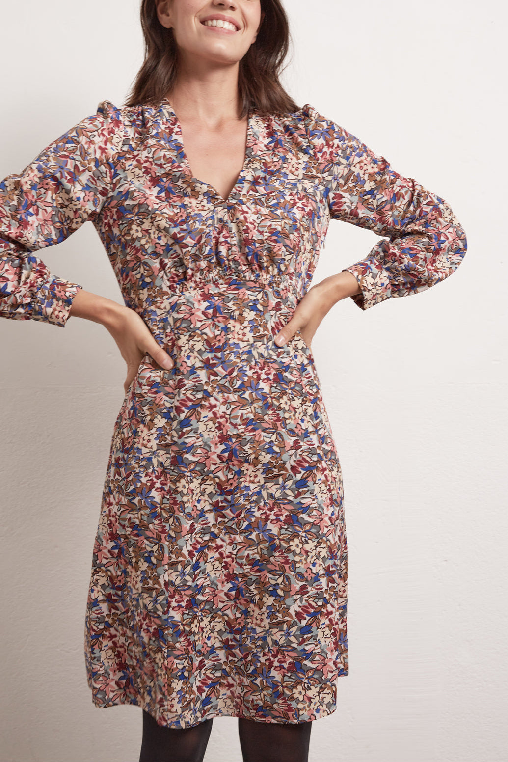 Robe V imprimée avec smocks Faume - seconde main