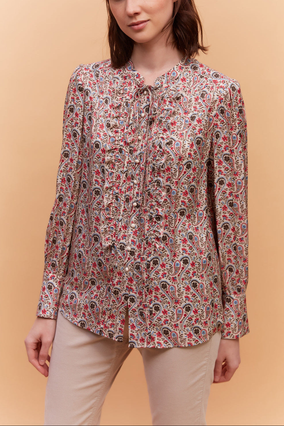 Chemise à volants en voile de coton - CALICIA Faume - seconde main