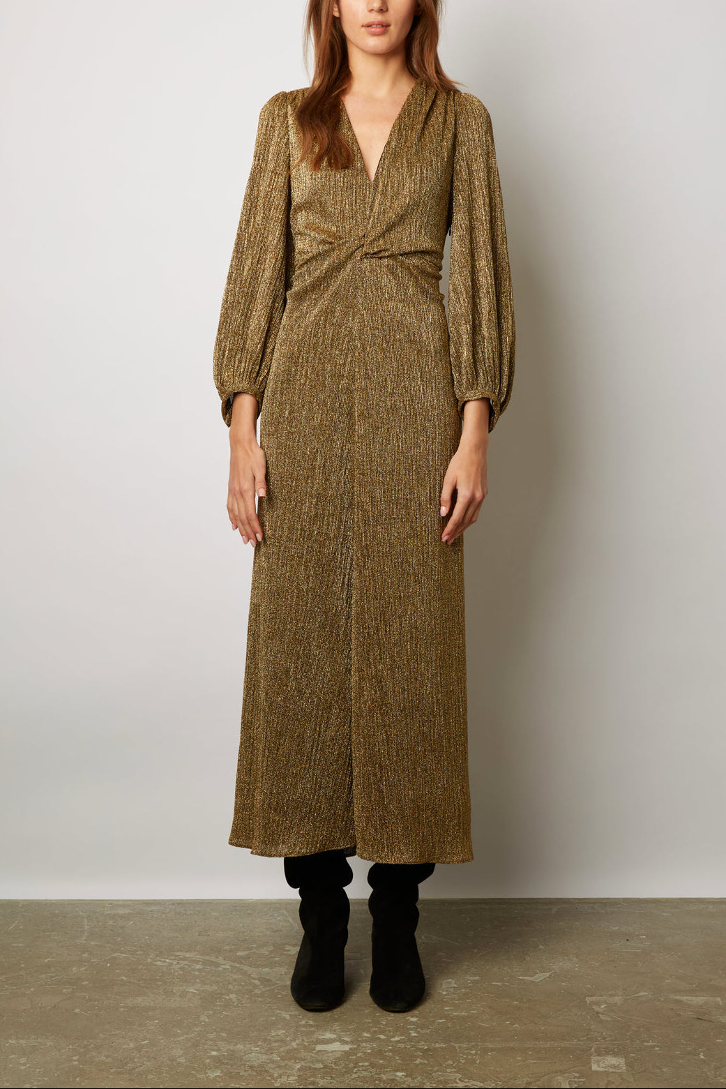 Robe longue en lurex doré - ACELYA Faume - seconde main