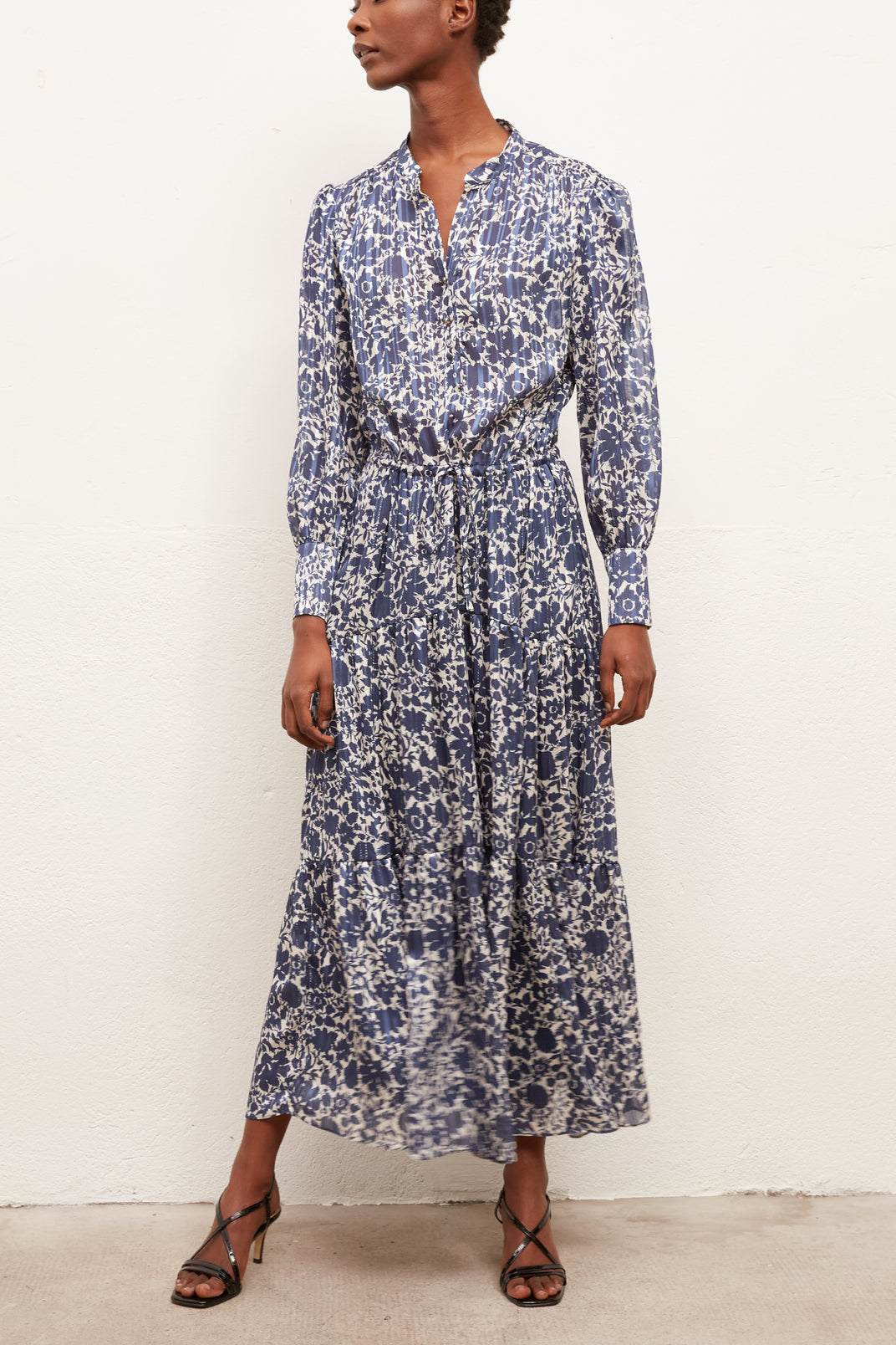 SELDA - Robe longue à imprimé floral avec Lurex Faume - seconde main