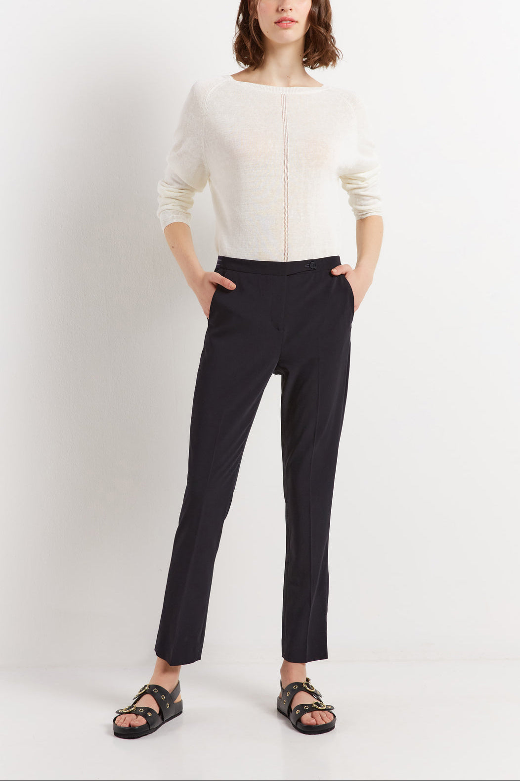 Pantalon de tailleur 7/8 en crêpe Faume - seconde main