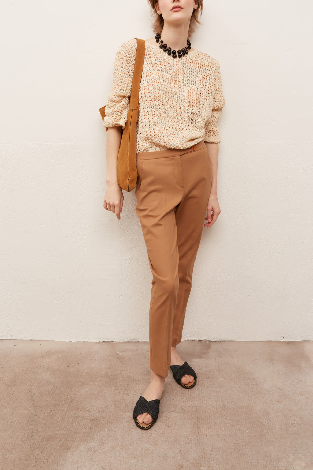 MANDY - Pantalon de tailleur 7/8 en coton Stretch Faume - seconde main