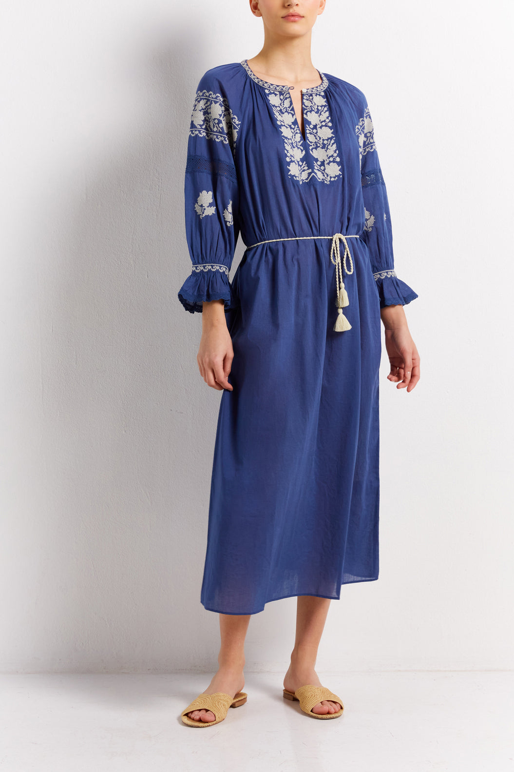 Caftan en coton brodé - JOHAN Faume - seconde main