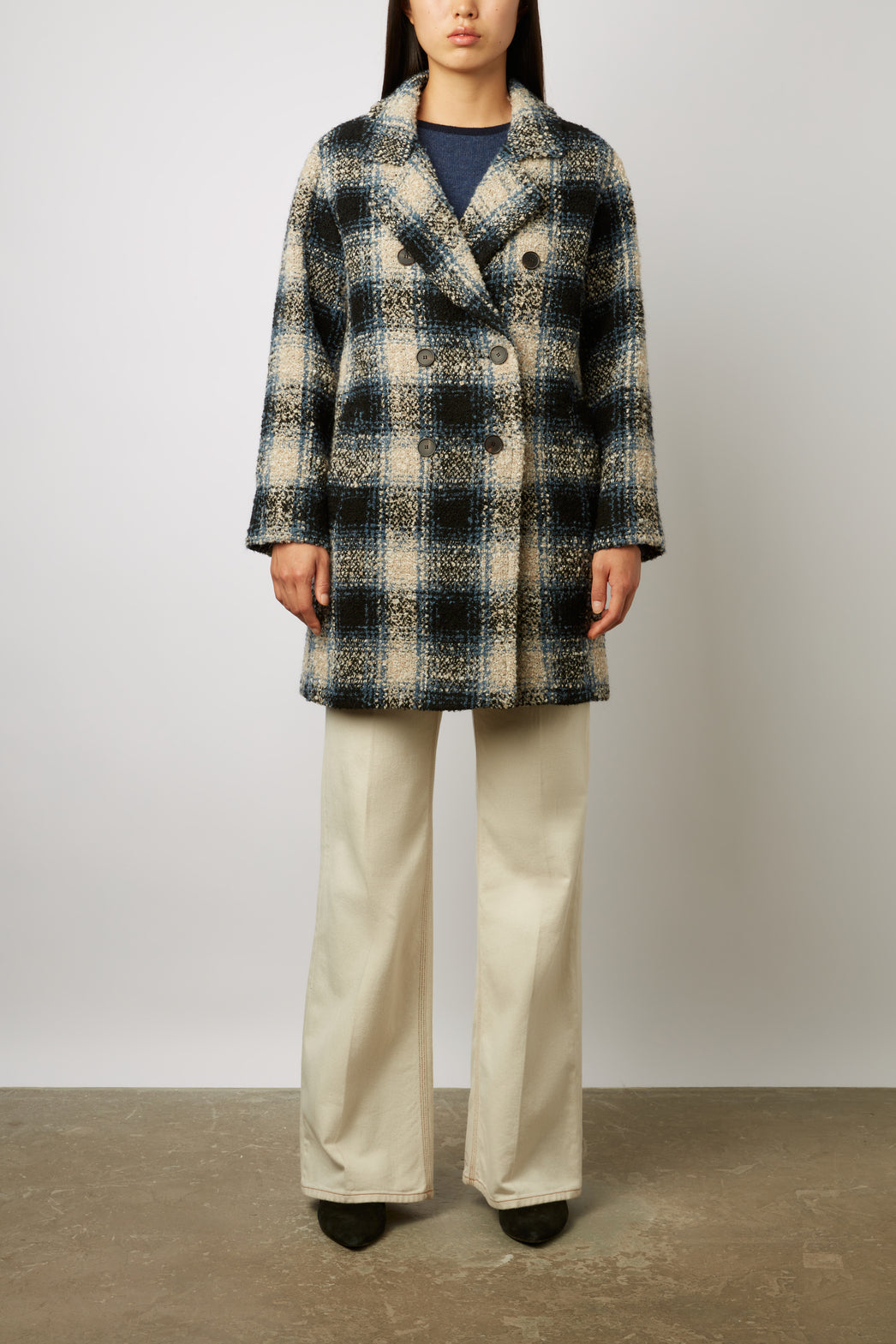 Manteau croisé à carreaux - SAVERINA Faume - seconde main