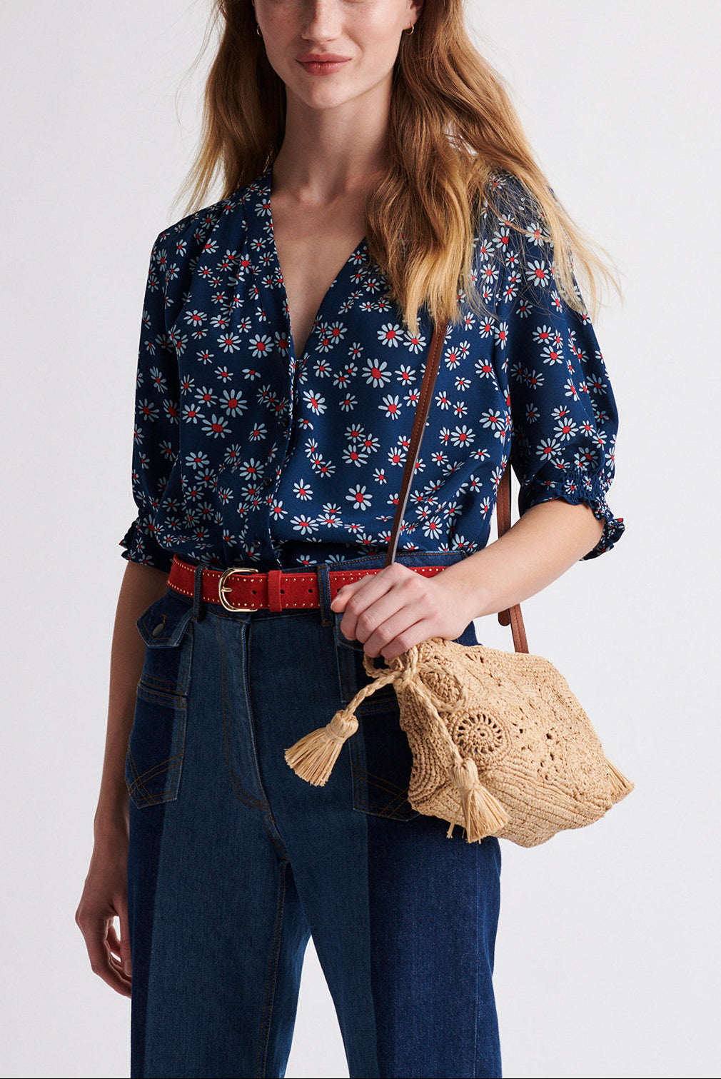 NOVELLA - Blouse en soie crêpe de Chine imprimée Faume - seconde main