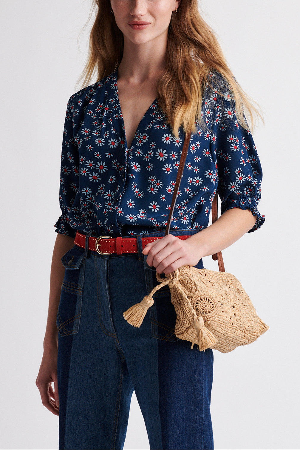 NOVELLA - Blouse en soie crêpe de Chine imprimée Faume - seconde main