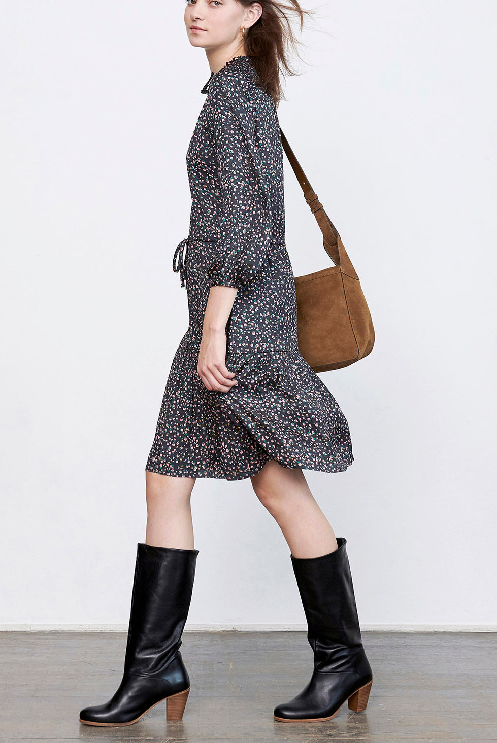 DIXIE - Robe longue imprimé floral Faume - seconde main