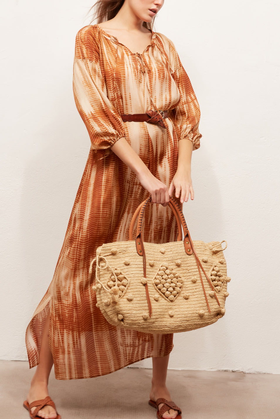 SEINA - Robe longue en soie imprimée Faume - seconde main