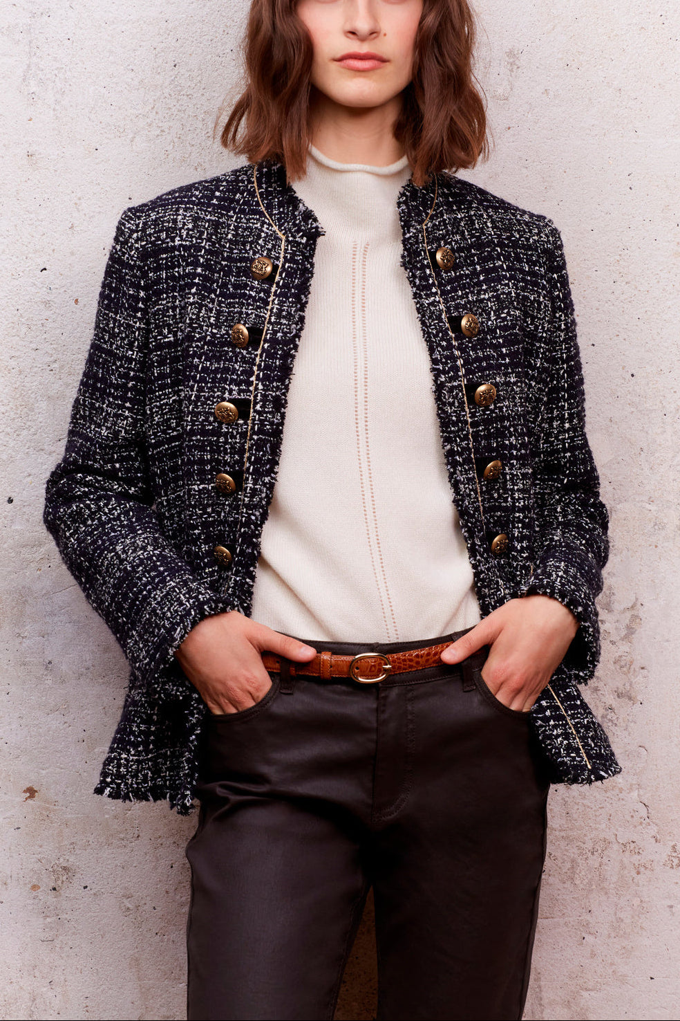 Veste officier en tweed bicolore - BASIL Faume - seconde main