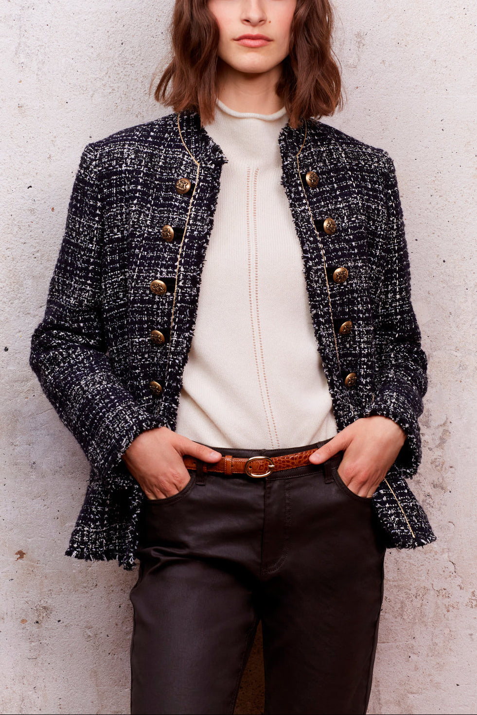 Veste officier en tweed bicolore - BASIL Faume - seconde main