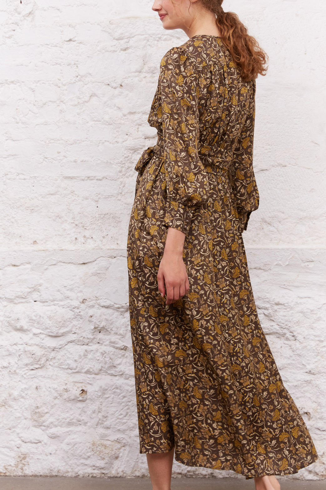 Robe longue portefeuille à l'imprimé floral - JANE Faume - seconde main