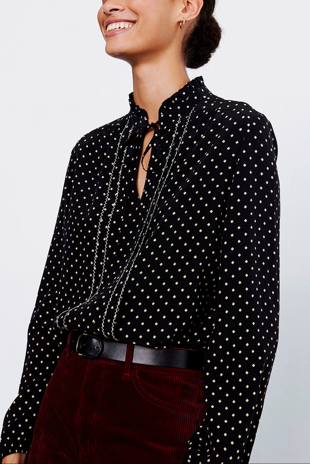 MOANA - Blouse avec mini-losanges en soie Faume - seconde main