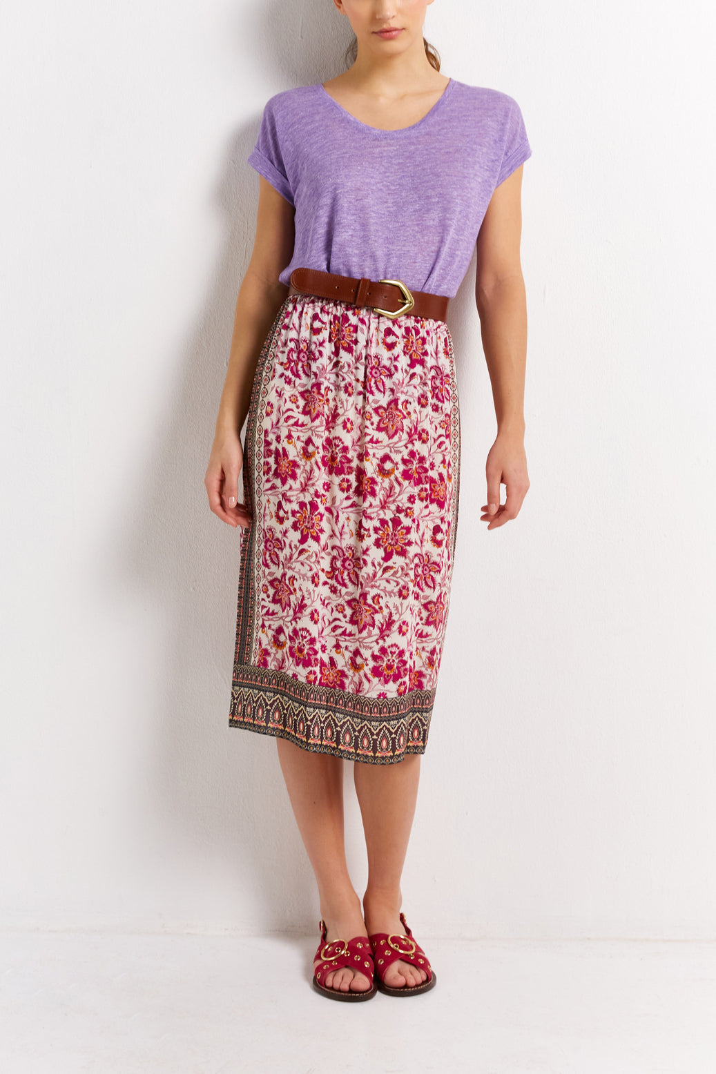 Jupe élastiquée motif foulard - BETSY Faume - seconde main