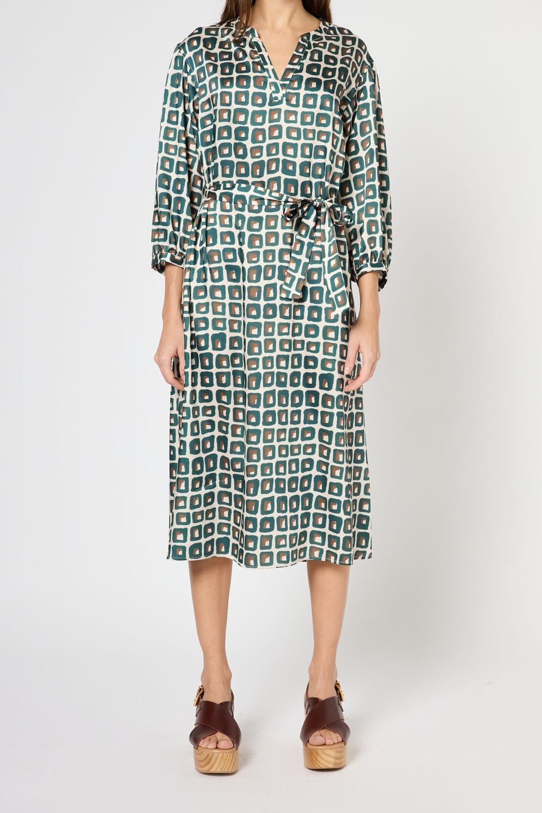 Robe midi à imprimé géométrique - PIETRA Faume - seconde main