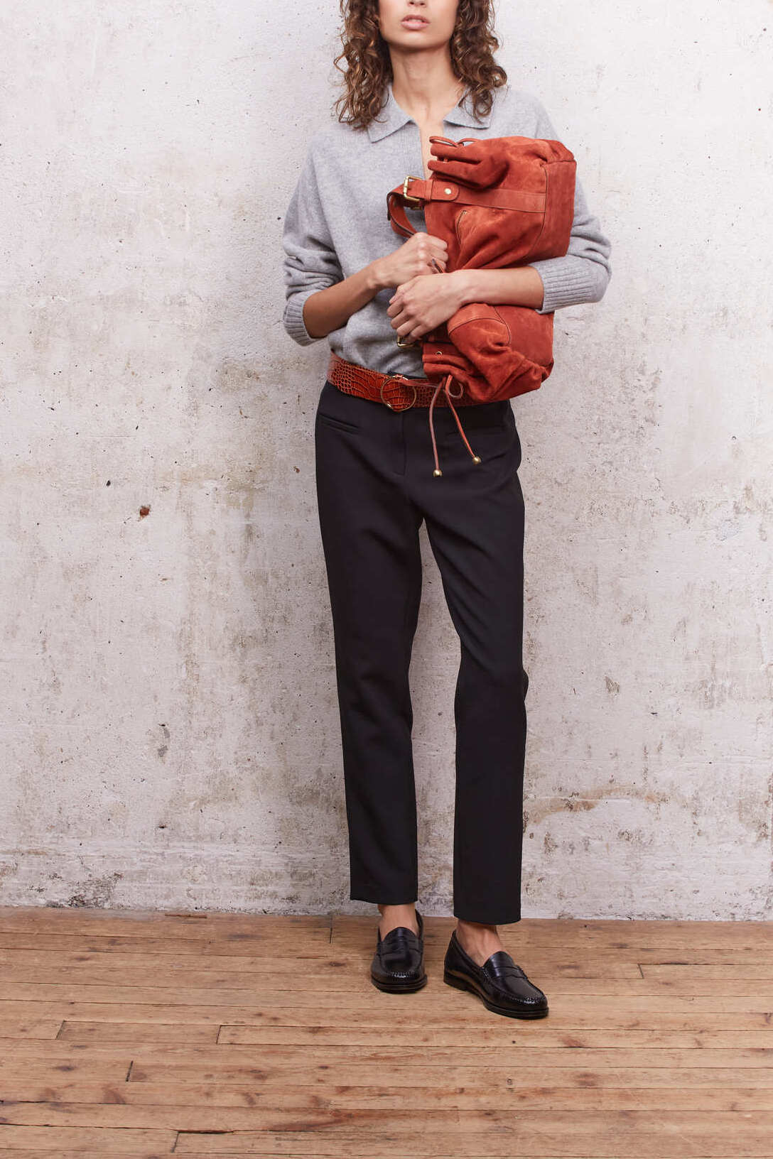 Lucie - Pantalon droit en crêpe 7/8 Faume - seconde main