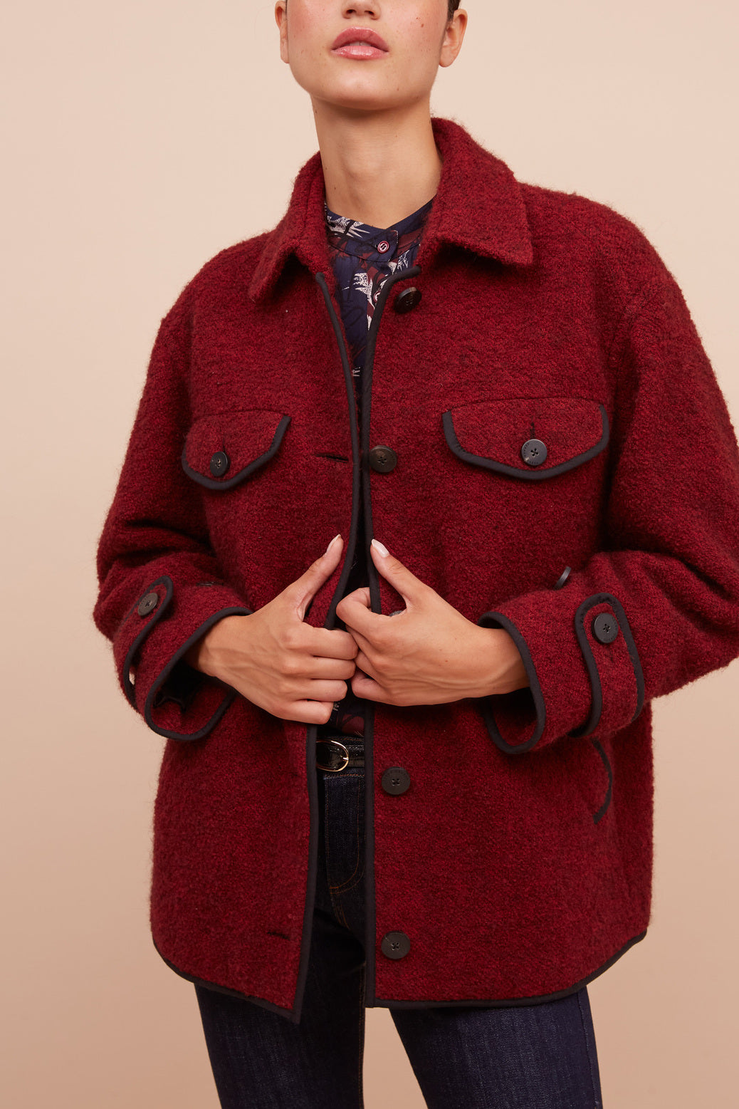 Veste façon surchemise en laine mélangée - NINON Faume - seconde main