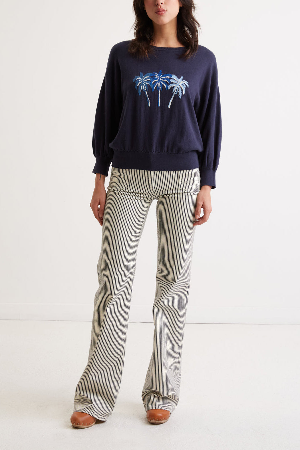 Pull Palmiers en coton et cachemire - LAHOURI Faume - seconde main