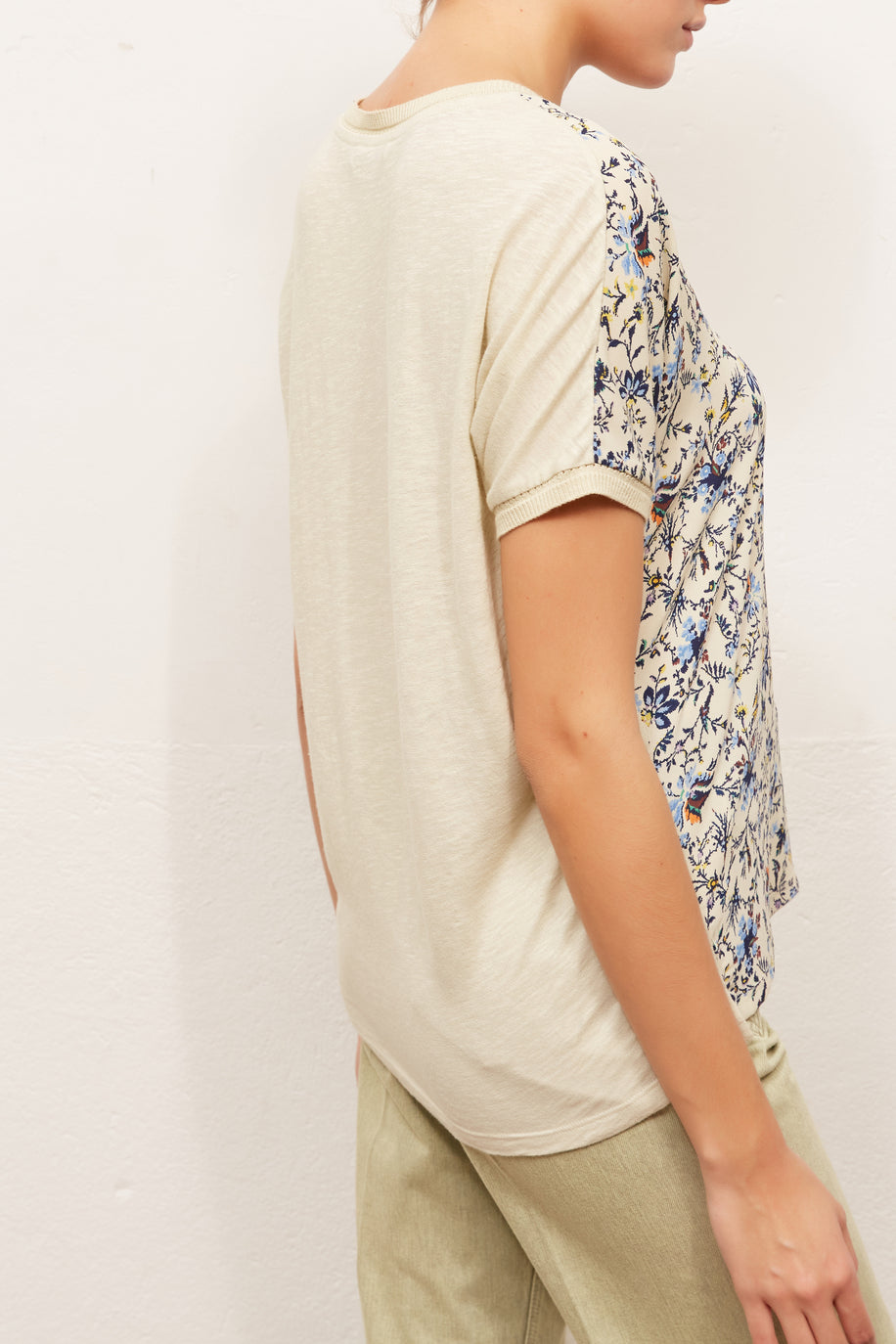 Tee-shirt bimatière à imprimé floral Faume - seconde main