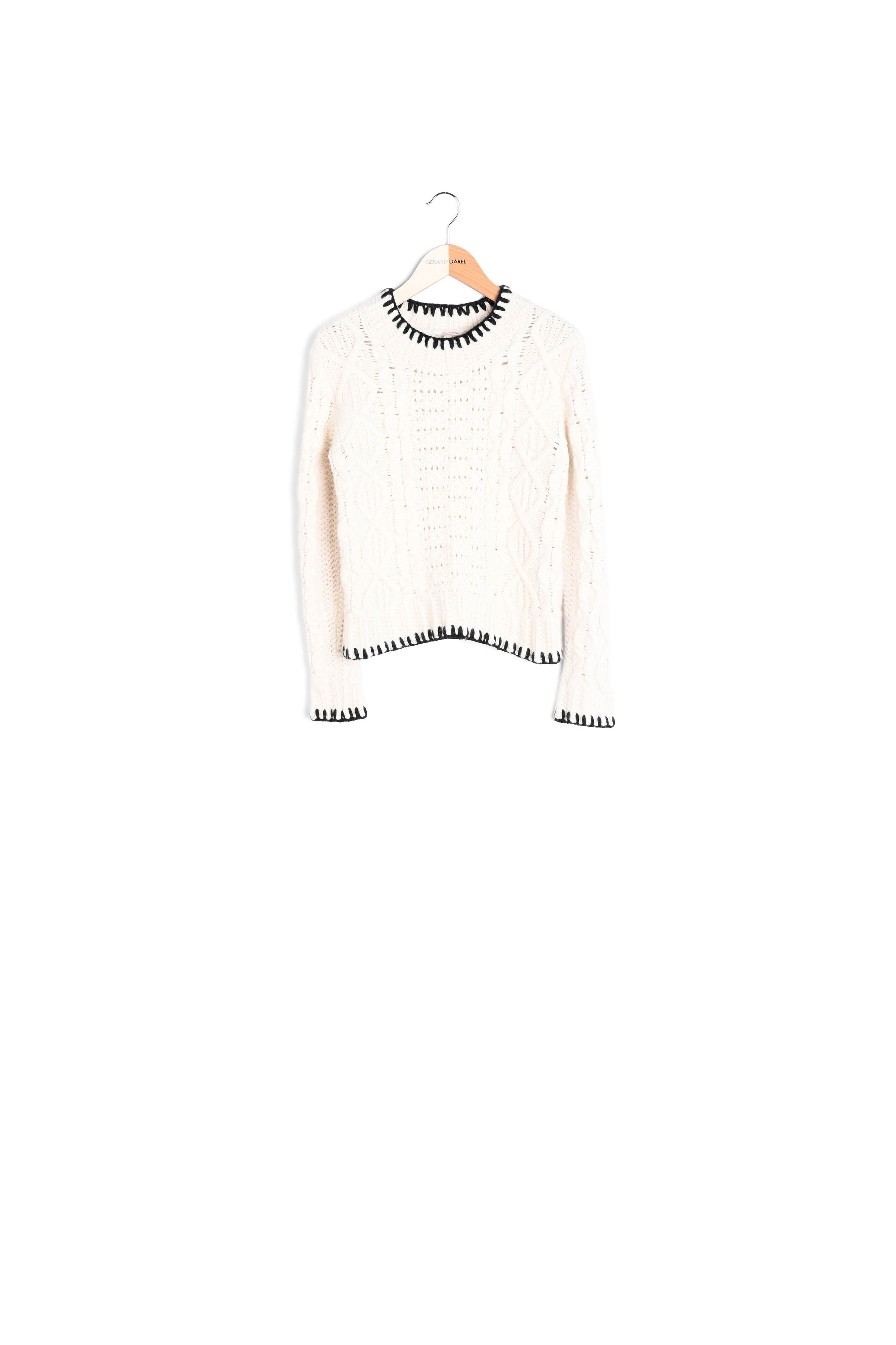 Pull en maille torsade et liseret noir - BILLIE Faume - seconde main