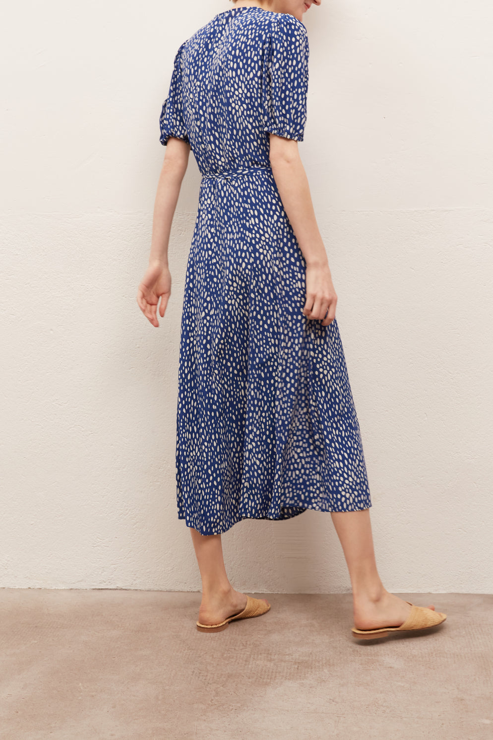 SICILE - Robe longue portefeuille à pois Faume - seconde main