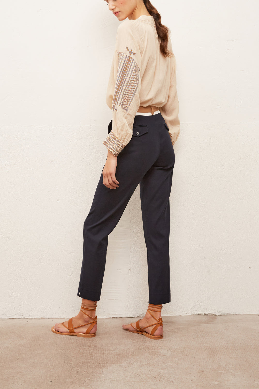 MARILYS - Pantalon droit 7/8 en coton tricolore Faume - seconde main