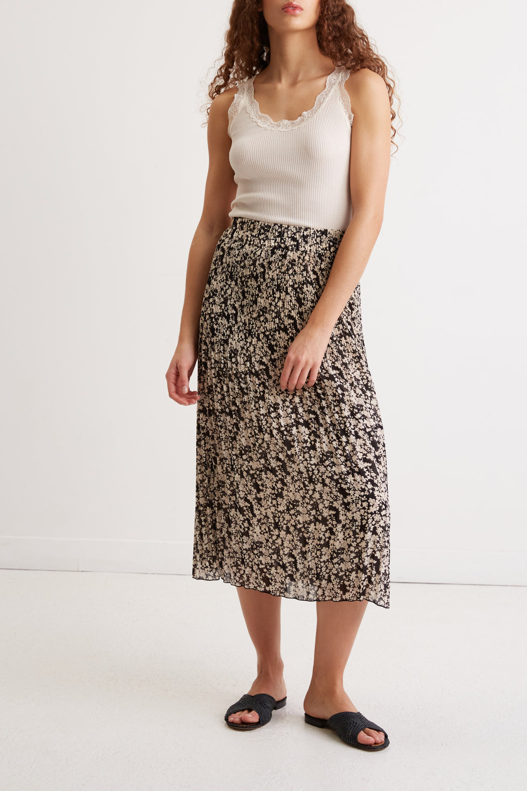 Jupe plissée en crêpe mousseline - BARBARA Faume - seconde main