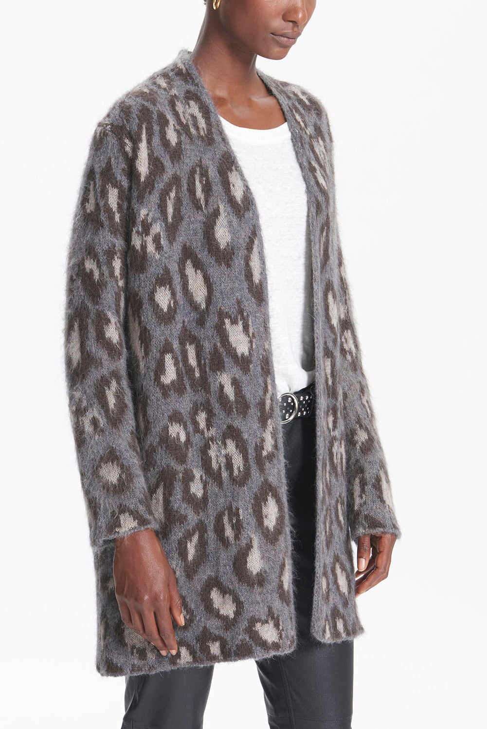 SARA - Gilet oversize en laine léopard Faume - seconde main