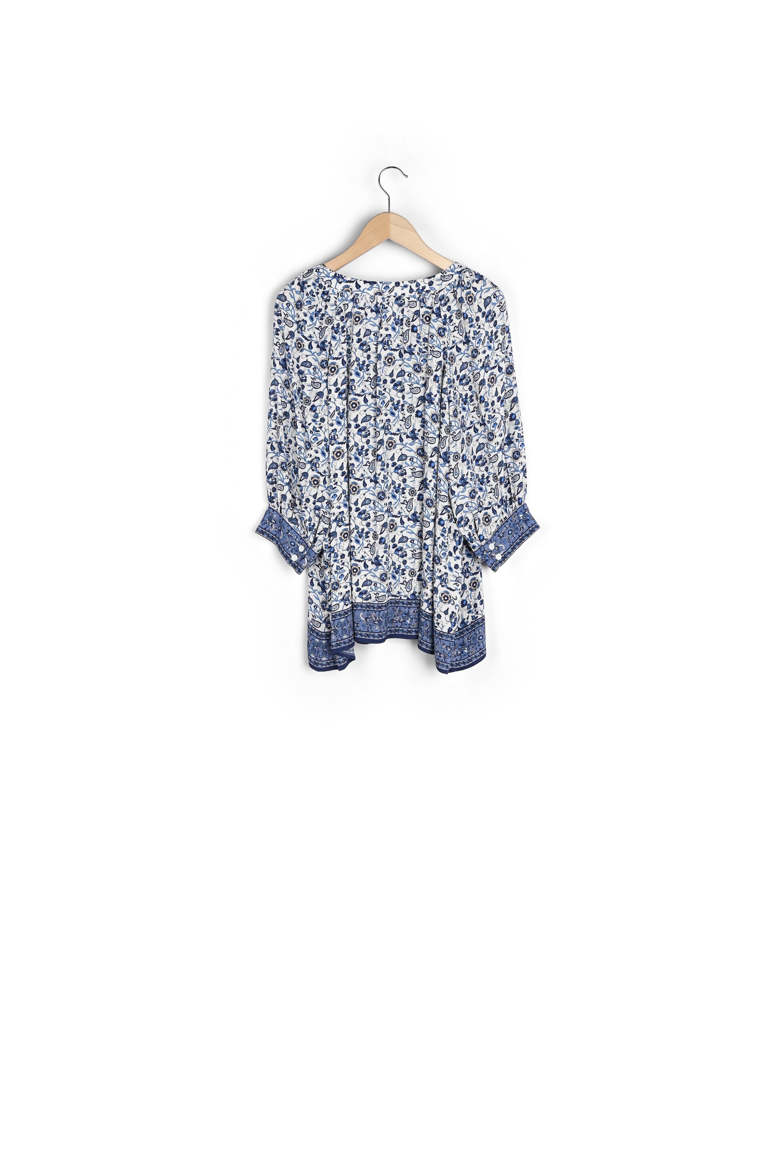 Blouse à motif et finitions contrastées - CAMELLIA Faume - seconde main