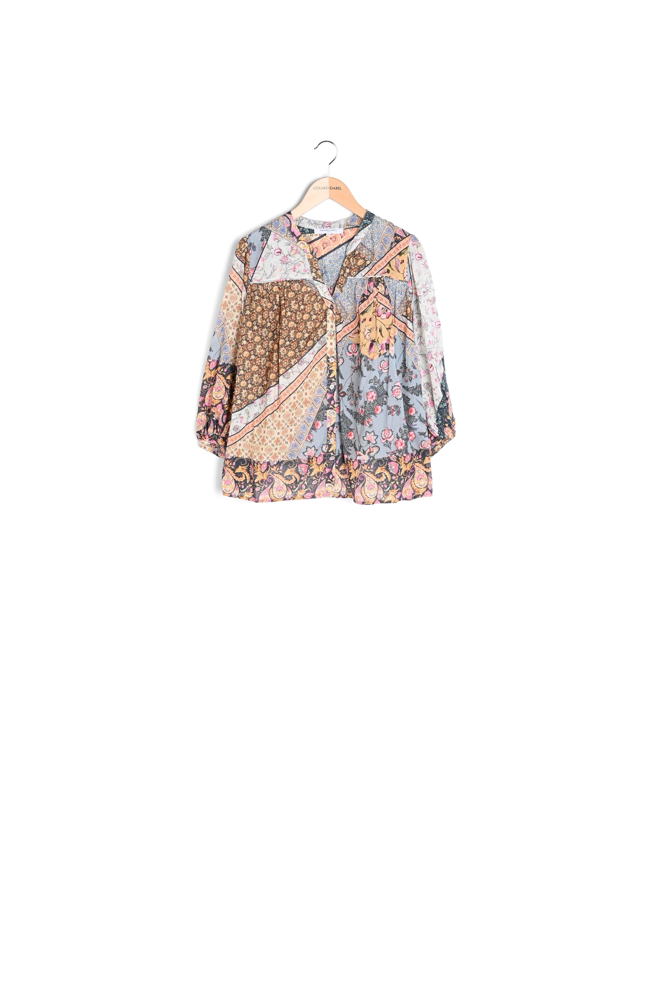 NUBIA - Blouse en voile de coton façon patchwork Faume - seconde main