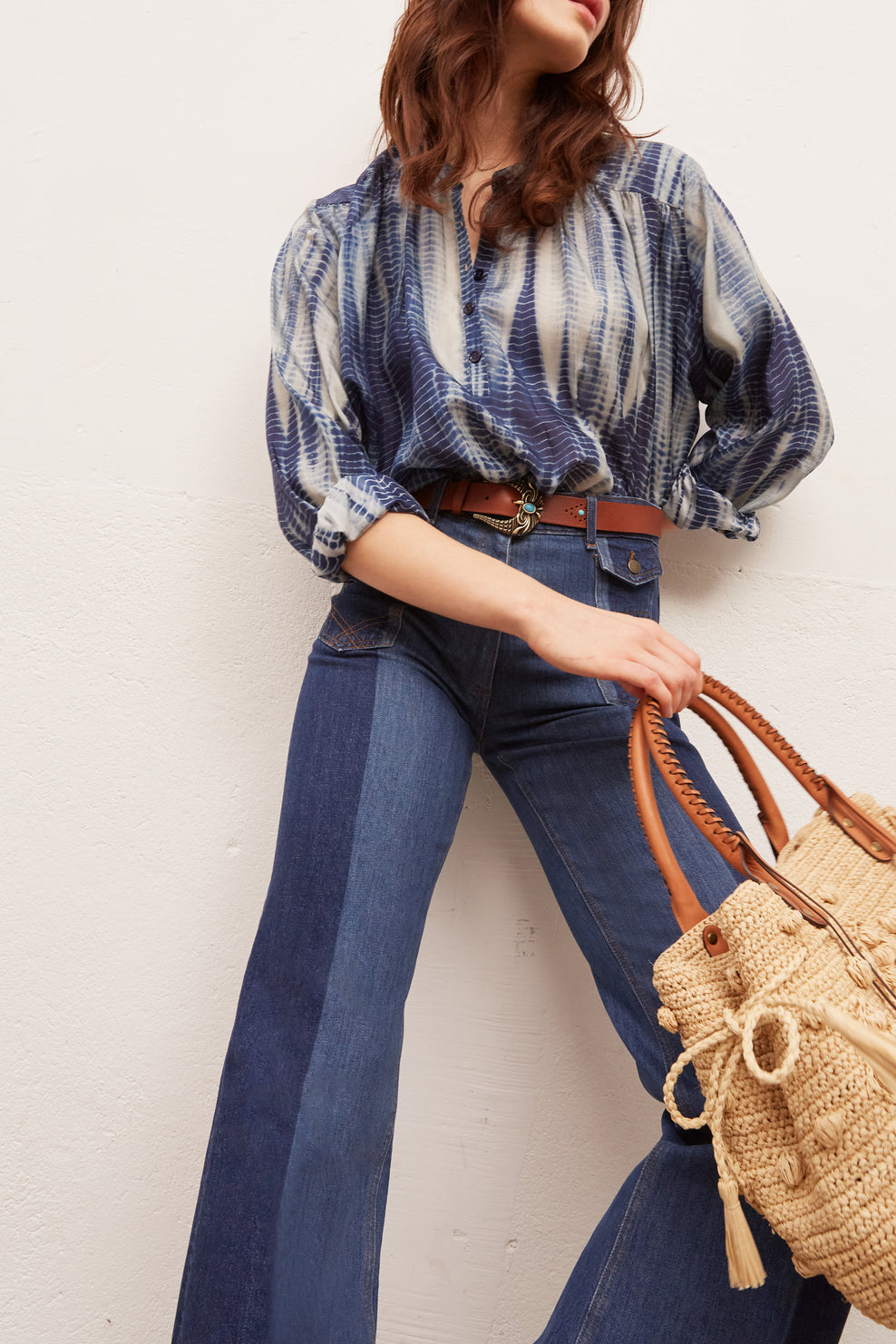NAIM - Blouse en soie Tie and Dye Faume - seconde main