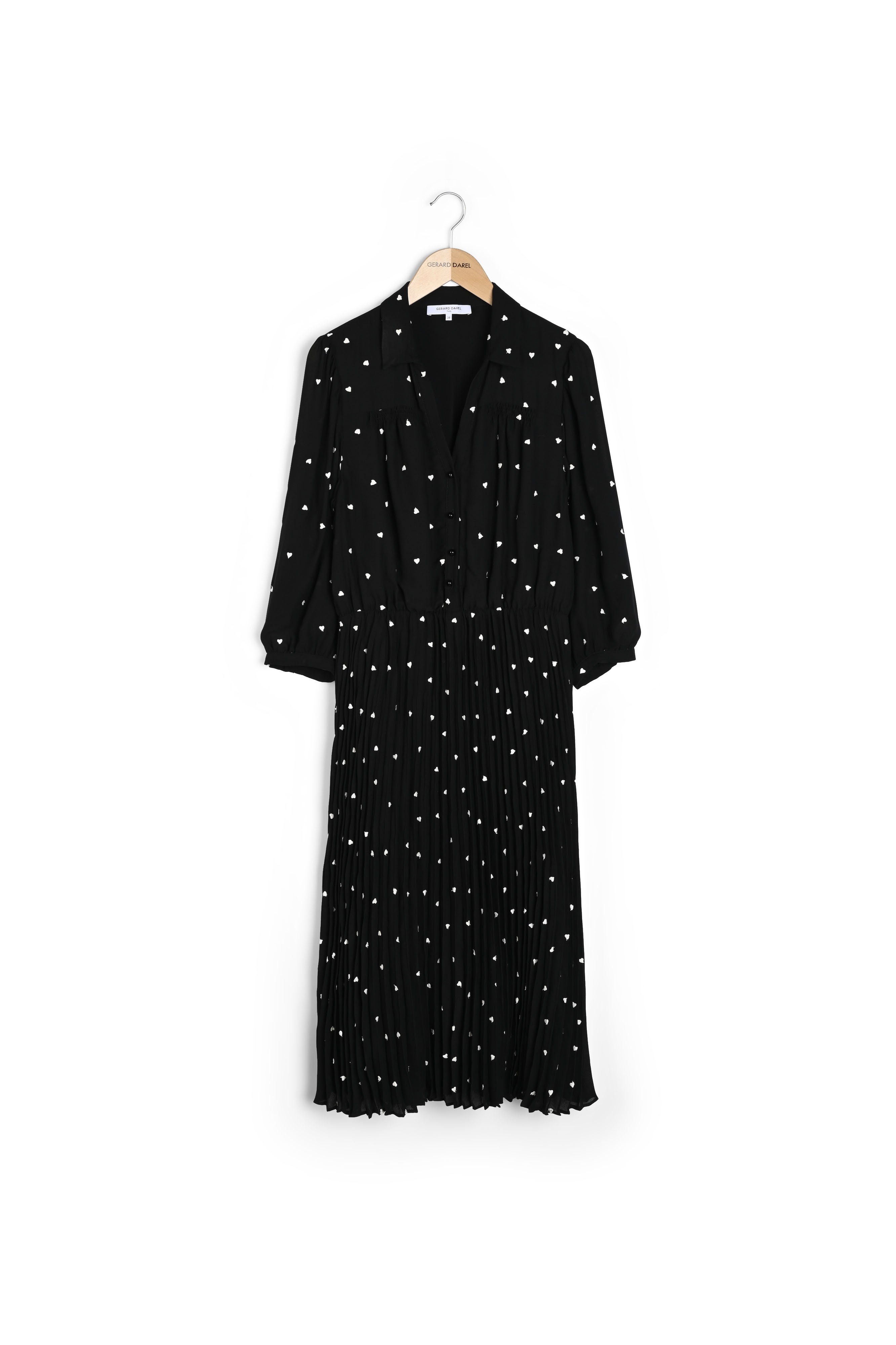 Robe plissé brodée d'un motif c½urs - JANE Faume - seconde main