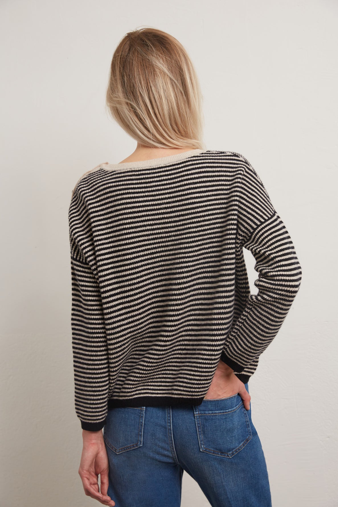 Donatella - Pull à rayures façon marinière en laine Faume - seconde main