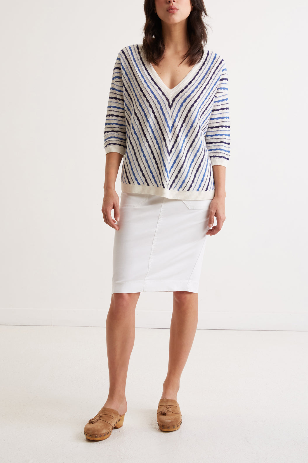 Pull décolleté à rayures en  lin - LAYANAH Faume - seconde main